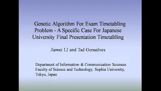 Genetic Algorithm for Exam Timetabling Problem - A Specific Case for Japanese University Final
