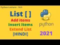 List in Python Add items Insert item in specific range extend list Lecture - 16 5 CwP