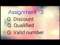 Assignment - 3 Discount Qualified and valid number