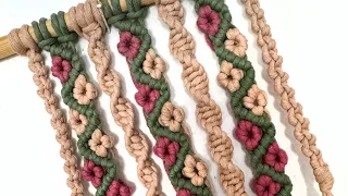 Wavy Macrame Flower Chain for Keychain, Plant Hanger, Wall Hanging DIY Floral Macrame Zigzag Pattern