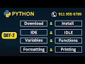Python Installation IDLE Variables in Python By Srinivas Ameerpet Technologies