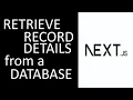 VIEW RECORD DETAILS FROM THE DATABASE THRU API PHP NEXT JS