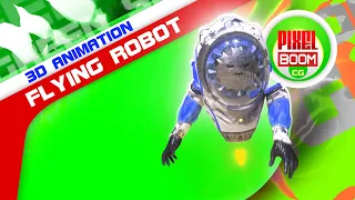 flying robot green screen 3d animation pixelboomcg