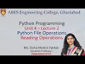 Lecture - 2 Unit 4 Python File Operations