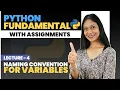 04 Naming Convention for variables Python tutorial for beginners Python Fundamentals