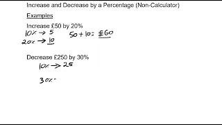 Increase and Decrease by a Percentage Non-Calculator