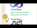 Data Type Default Values and Operators VB Net programming