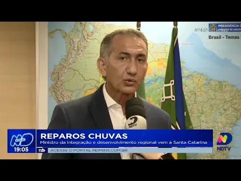 Reparos chuvas: ministro da integração e desenvolvimento regional vem à Santa Catarina