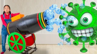 Andrea Fights Germs With a Giant Cleaning Cannon!