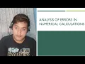 Lesson 2 - Analysis of Errors in Numerical Calculations N SC