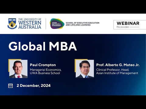 Online Webinar on AIM UWA's Global Masters of Business Administration (MBA) Program