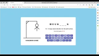 Hangman game using HTML CSS and JavaScript