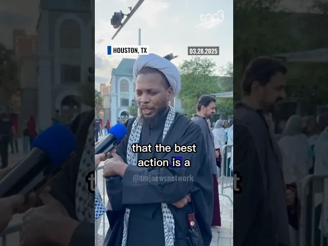 ⁣Texas-based Islamic scholar Farroukh Abdulghani speaks for Palestine at a rally in Houston.