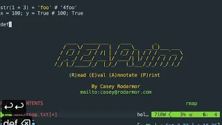 reap vim - i put some python in your vim so you can python while you vim