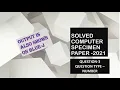 ISC Computer practical specimen paper 2021 Question-3
