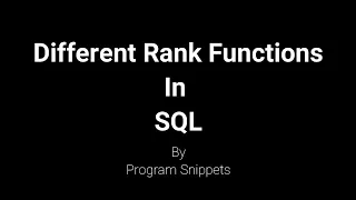 Different Rank Functions In MS SQL Server