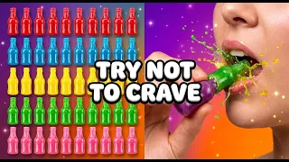 Satisfyingly crunchy bottle shaped wax candy Mukbang—totally addictive
