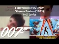 Download Lagu For Your Eyes Only (incl. Audio + Lyrics) | Sheena Easton | You Only Live Twice | James Bond | 1981
