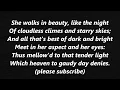 Download Lagu SHE WALKS IN BEAUTY Like The Night Poem Song LORD BYRON Text Lyrics Words Sing Along Song