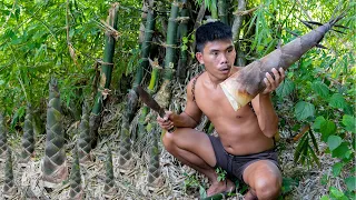 wow amazing food bamboo shoots eating delicious boy tapang 