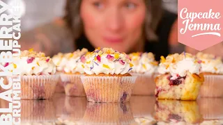 Blackberry & White Chocolate Crumble Cupcake Recipe & Tutorial | Cupcake Jemma