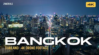 Bangkok, Thailand 🇹🇭 4K Aerial Stock Footage: Skyline, Chatuchak & City Lights [Day to Night]
