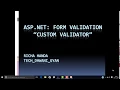 ASP NET VALIDATION CONTROLS Custom Validator