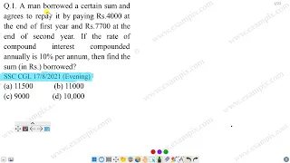 A man borrowed a certain sum and agrees to repay it by paying Rs 4000 at the end of first year and