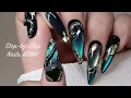 Midnight Aurora Broken Gold Nails Step-by-Step Tutorial Nail Extension Relaxing ASMR Ep 40