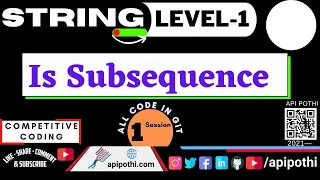 1 Find subsequence of a string in JAVA String coding interview LeetCode Subsequence APIPOTHI