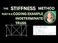 Stiffness Method Lecture 9-2 Indeterminate Truss Analysis Full MATLAB Octave Coding Example