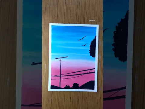 Oil pastel birds scenery painting #shorts #oilpastel #oilpasteldrawing #art