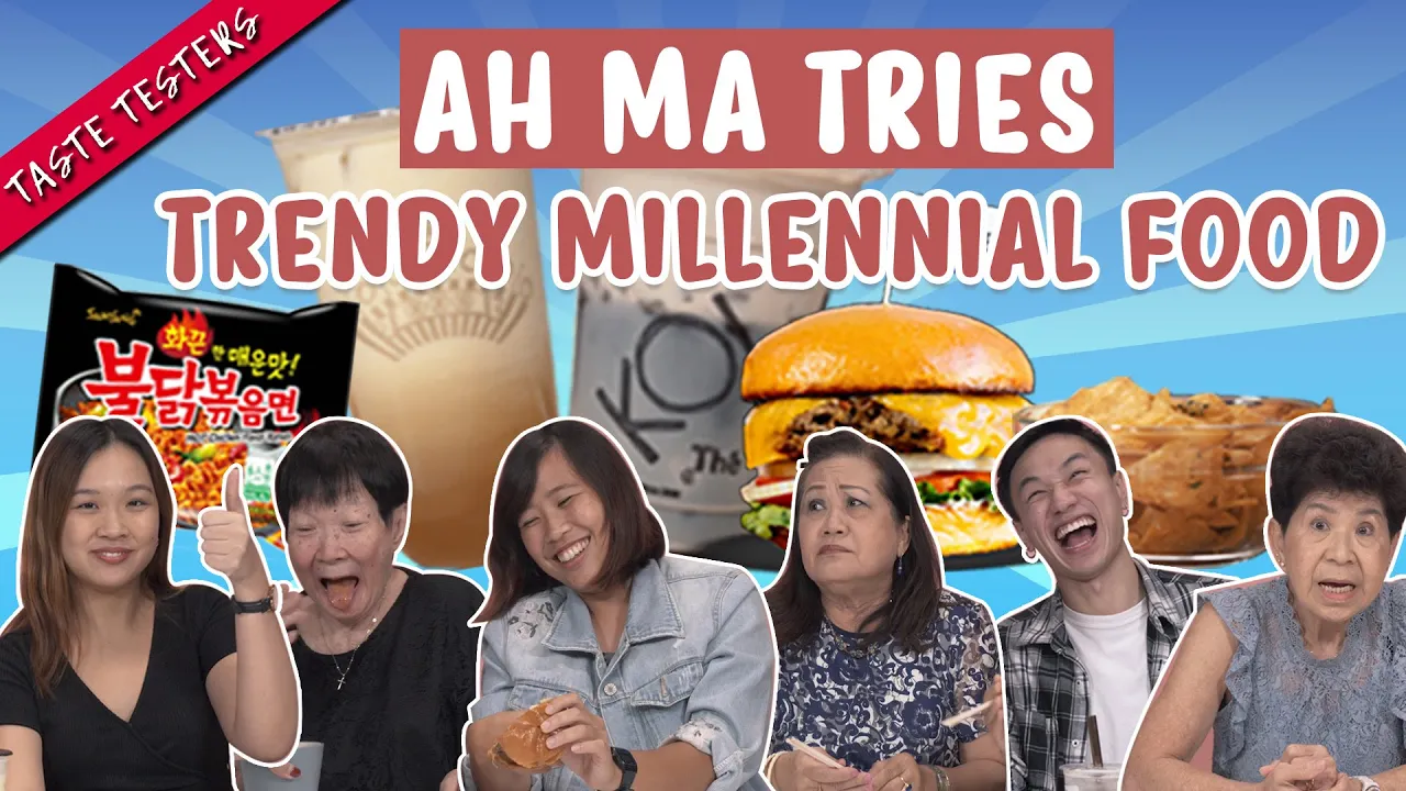 Ah Ma Tries Trendy Millennial Snacks   Taste Testers   EP 112