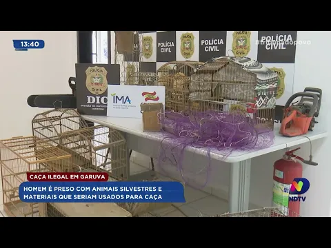 Caça ilegal: homem é preso com animais silvestres e materiais usados para prática criminosa