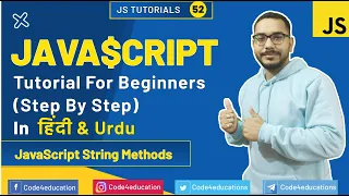 JavaScript Tutorial In Hindi JavaScript String Methods Tutorial JavaScript In Hindi