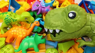 Satisfying Marble Run Building Blocks ASMR T Rex Big Dinosaur course