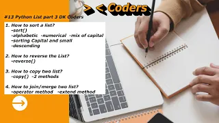 Python List Part 3 DK Coders Tamil Sort reverse Copy and merge with demo Latest - 3 8 1