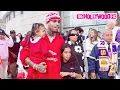 Chris Brown Ammika Harris Diamond Brown Nia Guzman Take Royalty Lovely Brown To Lakers Game
