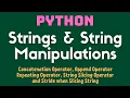 Strings and String Manipulations in Python String Operators Chapter 8 XII STD Computer Science