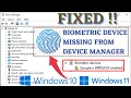 Biometric device not showing in device manager biometric device not found