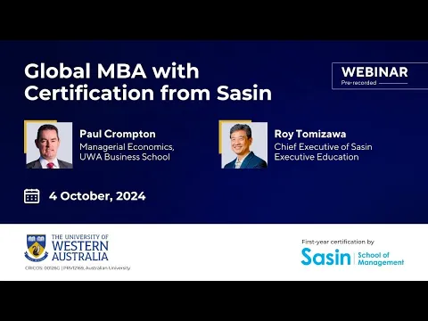 Online Webinar on Sasin School of Management x UWA's Global MBA Program
