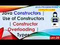 L29 Java Constructors Use of Constructors Constructor Overloading Types Java Lectures Hindi