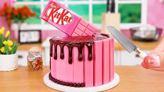 KITKAT Strawberry Cake 🍓 So Sweet Miniature Pink Chocolate Cake Decorating Idea