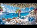 Lagu Cheerful Bossa Nova Jazz at Seaside Coffee Shop Ambience with Calming Ocean Waves for Stress Relief