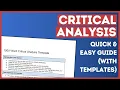 How to do a Critical Analysis It s Easier than you Think