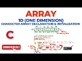 Array - 1D One Dimension Character Array Declaration Initialization C Programming Language