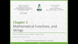 Chapter 3 Mathematical Functions and Strings