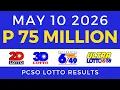 Lotto Result May 10 2026 9PM PCSO