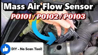 How to test and replace a Mass Air Flow Sensor or MAF Sensor P0101 P0102 P0103