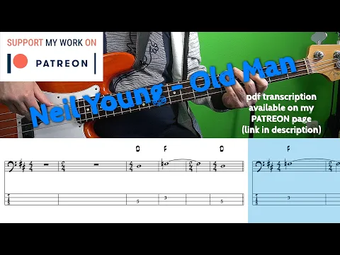 Download MP3 Neil Young - Old Man (Bass cover with tabs)